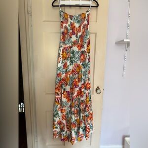Abel The Label Tropical Fruit Strapless Maxi Dress Size Large